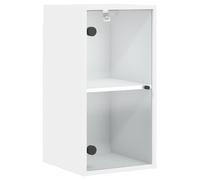 vidaXL Mueble de Pared con Puertas de Vidrio Blanco 35x37x68,5 cm, Mueble de Almacenamiento, Mueble de Pared para TV, Mueble Colgante