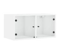 vidaXL Mueble De Pared Con Puertas De Vidrio Blanco 68,5x37x35 Cm, Mueble De Almacenamiento Para TV, Mueble Colgante