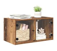 vidaXL Mueble de Pared Madera Vieja 68 x 37 x 35 cm, Gabinete de Sala, Estante Rectangular, Moderno con Puertas de Vidrio, Organizador de Madera Resistente