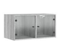 vidaXL Mueble de Pared Puertas de Vidrio, Armario Colgante con Almacenaje, Aparador Flotante para TV, Mueble para Salón Cocina, Gris Sonoma
