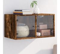 vidaXL Mueble de Pared Puertas de Vidrio Roble Ahumado 68,5x37x35 cm