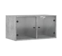 Vidaxl mueble de pared puertas de vidrio gris hormigón 68,5x37x35 cm