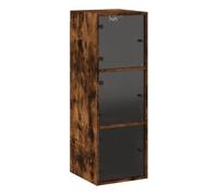 Vidaxl mueble de pared puertas de vidrio roble ahumado 35x37x100 cm