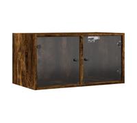 Vidaxl mueble de pared puertas de vidrio roble ahumado 68,5x37x35 cm