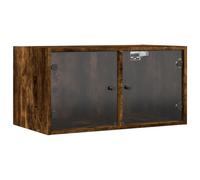 Vidaxl mueble de pared puertas de vidrio roble ahumado 68,5x37x35 cm