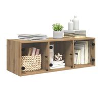 vidaXL Mueble de Pared Roble Artesanal 102 x 37 x 35 cm, Armario de Pared para la Sala, Moderno y Resistente, Madera de ingeniería, Ahorra Espacio con Puertas y estantes de Vidrio