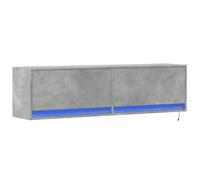 vidaXL Mueble de Pared TV con Luces LED Gris hormigón 140x31x38 cm, Mueble de TV suspendido, Mueble de TV montado en la Pared, Soporte de TV Flotante
