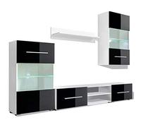 vidaXL Mueble de Salón Armario para TV con Luces LED 5 Piezas Blanco/Negro