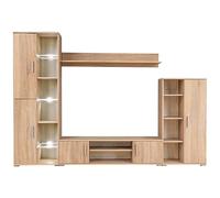 vidaXL Mueble de salón de Pared para TV con Luces LED Roble Sonoma