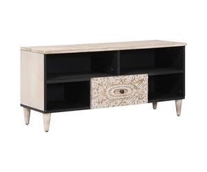 vidaXL Mueble de TV 100x33,5x46 cm Madera de Mango Maciza, Sala de Estar, distribuciones espaciosas, Ideas de decoración Moderna para una atmósfera acogedora, Consejos para arreglos de Muebles