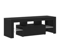 vidaXL Cabinet para TV moderno de negro con iluminación LED USB y estanterías amplias | Almacenamiento elegante para con diseño 1 cajón y 2 estantes