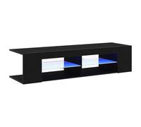 vidaXL Mueble de TV Roble Negro 135 x 39 x 30 cm Madera de ingeniería, Mueble de TV Moderno, Compacto y Elegante, Armario Rectangular con estantes, ¡Puerto USB Incluido