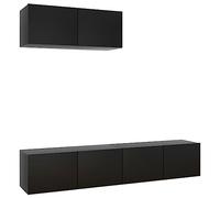 vidaXL Mueble de TV 3 Piezas Soporte Mobiliario Armario Aparador Estante Salón Sala de Estar Dormitorio Decoración de Madera Contrachapada Negro