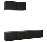 vidaXL Mueble de TV 3 Piezas Soporte Mobiliario Armario Aparador Estante Salón Sala de Estar Dormitorio Decoración de Madera Contrachapada Negro