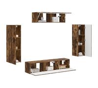 vidaXL 3 piezas de roble ahumado, elegante cine en casa, juego de almacenamiento funcional, moderno sistema de organización de medios para streaming y juegos