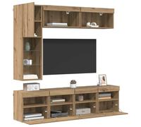 vidaXL Mueble de TV 7 pcs Roble Artesanal Madera de ingeniería, Sala de Estar, Amplio Almacenamiento, Estantería contemporánea, Unidad de exhibición Moderna, Iluminación integrada, Mueble Que Ahorra