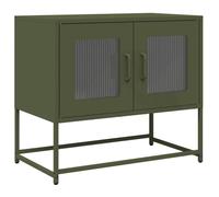 vidaXL Mueble de TV Acero Laminado en frío Verde Oliva 68x39x60,5 cm, Soporte de TV, aparador de TV, Mueble de Alta fidelidad, Banco de TV