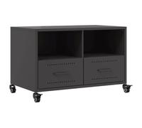 vidaXL Mueble de TV Acero Negro 68x39x43,5 cm, Soporte para TV, Mueble Multimedia, Armario Auxiliar, Armario para TV, Mueble HiFi