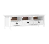 Mueble De Tv Hill Madera Maciza De Pino Blanco 158x40x47 Cm Vidaxl
