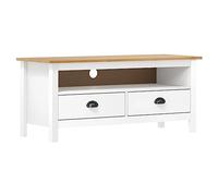 vidaXL Mueble de TV Armario de Televisión Aparador Auxiliar Bajo Salón Sala de Estar Habitación Soporte Blanco 110x40x47 cm Madera Maciza de Pino