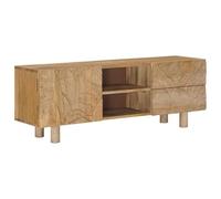 vidaXL Mueble de TV con cajón con Estante con Puerta 110 x 30 x 40 cm, Mueble para Sala, Rectangular, Moderno, Hecho a Mano, Almacenamiento de TV, diseño Elegante en Madera de Mango