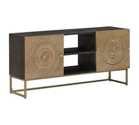 vidaXL Mueble de TV con cajón con Estante Latón 105 x 30 x 50 cm, Mueble Moderno para Sala, Madera de Mango, Unidad Multiusos, Almacenamiento Elegante, Centro de Entretenimiento