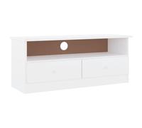Mueble De Tv Con Cajones Alta Madera De Pino Blanco 100x35x41cm Vidaxl
