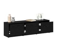 vidaXL Gabinete de TV con Leds con cajón Roble Negro 140 x 34 x 40 cm, Salón, Mueble de TV Rectangular Moderno, Consola de Medios, Banco de Almacenamiento, LED y Unidad Funcional de Entretenimiento