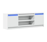 vidaXL Mueble de TV con LED Madera de ingeniería Blanco 139,5x34x50 cm, Soporte de TV, aparador de TV, Mueble HiFi, Banco de TV, Armario de TV