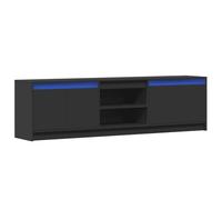 vidaXL Mueble de TV con LED Madera de ingeniería Negro 180x34x50 cm, Mueble televisor, Banco de TV, Armario de TV, Soporte de TV, aparador de TV