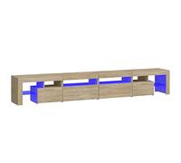vidaXL Mueble de TV con Luces LED Aparador Armario Auxiliar Soporte Consola Televisión Sala Almacenamiento Mueble Salón Casa Hogar Roble Sonoma