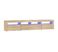 vidaXL Mueble de TV con Luces LED Aparador Armario Auxiliar Soporte Consola Televisión Sala Almacenamiento Mueble Salón Casa Hogar Roble Sonoma
