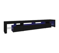 vidaXL Mueble de TV con Luces LED Aparador Armario Auxiliar Soporte Consola Televisión Sala Almacenamiento Mueble Salón Casa Hogar Negro