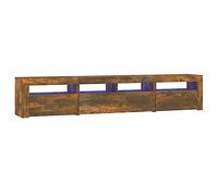 vidaXL Mueble de TV con Luces LED Aparador Armario Auxiliar Soporte Consola Televisión Sala Almacenamiento Mueble Salón Color Roble Ahumado