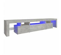 vidaXL Mueble de TV con Luces LED Aparador Armario Auxiliar Soporte Consola Televisión Sala Almacenamiento Mueble Salón Casa Hogar Gris Hormigón
