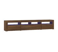vidaXL Mueble de TV con Luces LED Aparador Armario Auxiliar Soporte Consola Televisión Sala Almacenamiento Mueble Salón Casa Hogar Marrón Roble
