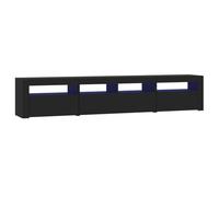 vidaXL Mueble de TV con Luces LED Aparador Armario Auxiliar Soporte Consola Televisión Sala Almacenamiento Mueble Salón Casa Hogar Negro