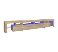 vidaXL Mueble de TV con Luces LED Aparador Armario Auxiliar Soporte Consola Televisión Sala Almacenamiento Mueble Salón Casa Hogar Roble Sonoma