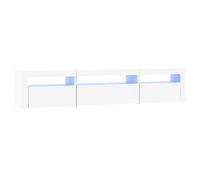 vidaXL Mueble de TV con Luces LED Aparador Armario Auxiliar Soporte Consola Televisión Sala Almacenamiento Mueble Salón Casa Hogar Blanco
