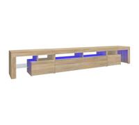 vidaXL Mueble de TV con Luces LED Aparador Armario Auxiliar Soporte Consola Televisión Sala Almacenamiento Mueble Salón Casa Hogar Roble Sonoma
