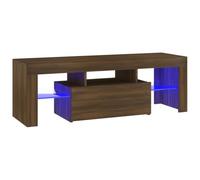 vidaXL Mueble de TV con Luces LED Aparador Armario Auxiliar Soporte Consola Televisión Sala Estar Almacenaje Mueble Salón Marrón Roble