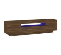 vidaXL Mueble de TV con Luces LED Aparador Armario Auxiliar Soporte Consola Televisión Sala Estar Almacenaje Mueble Salón Marrón Roble