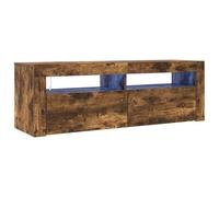 vidaXL Mueble de TV con Luces LED Aparador Armario Estante Soporte Consola Mobiliario Salón Sala de Estar Dormitorio Color Roble Ahumado 120x35x40 cm