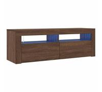 vidaXL Mueble de TV con Luces LED Aparador Armario Estante Soporte Consola Mobiliario Salón Sala de Estar Dormitorio Color Roble Marrón 120x35x40 cm