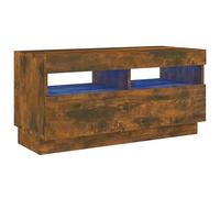 vidaXL Mueble de TV con Luces LED Aparador Armario Soporte Auxiliar Consola Cajón Entrada Sala Estante Mueble Casa Salón Color Roble Ahumado