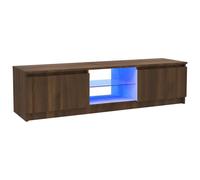 vidaXL Mueble de TV con Luces LED Armario Pared Consola Decoración Almacenamiento Salón Sala de Estar Dormitorio Puerta Hogar Marrón Roble