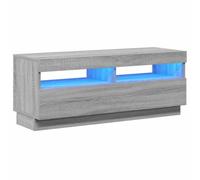 vidaXL Mueble de TV con luces LED, armario y cajón, gris Sonoma