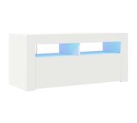 vidaXL Mueble para TV con Luces LED Soporte Armario Aparador Estante Salón Sala de Estar Decoración Entretenimiento Blanco 90x35x40 cm