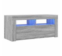vidaXL Mueble de TV con Luces LED Gris Sonoma 90x35x40 cm, Soporte de TV, Armario Auxiliar, Armario para Equipos de música, Armario de TV