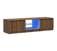 vidaXL Mueble de TV con Luces LED marrón Roble 140x40x35,5 cm, Soporte de TV, Armario Auxiliar, Armario para Equipos de música, Armario de TV